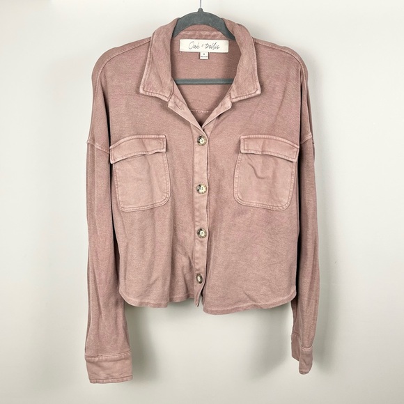 Oak & Trellis Reverse French Terry Shacket - Picture 3 of 13